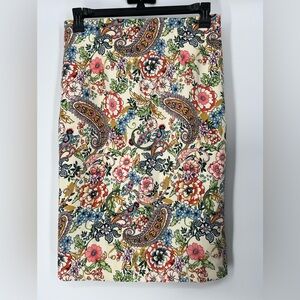 CATHERINE‎ MALANDRINO FRENCH DESIGNER FLORAL PENCIL SKIRT